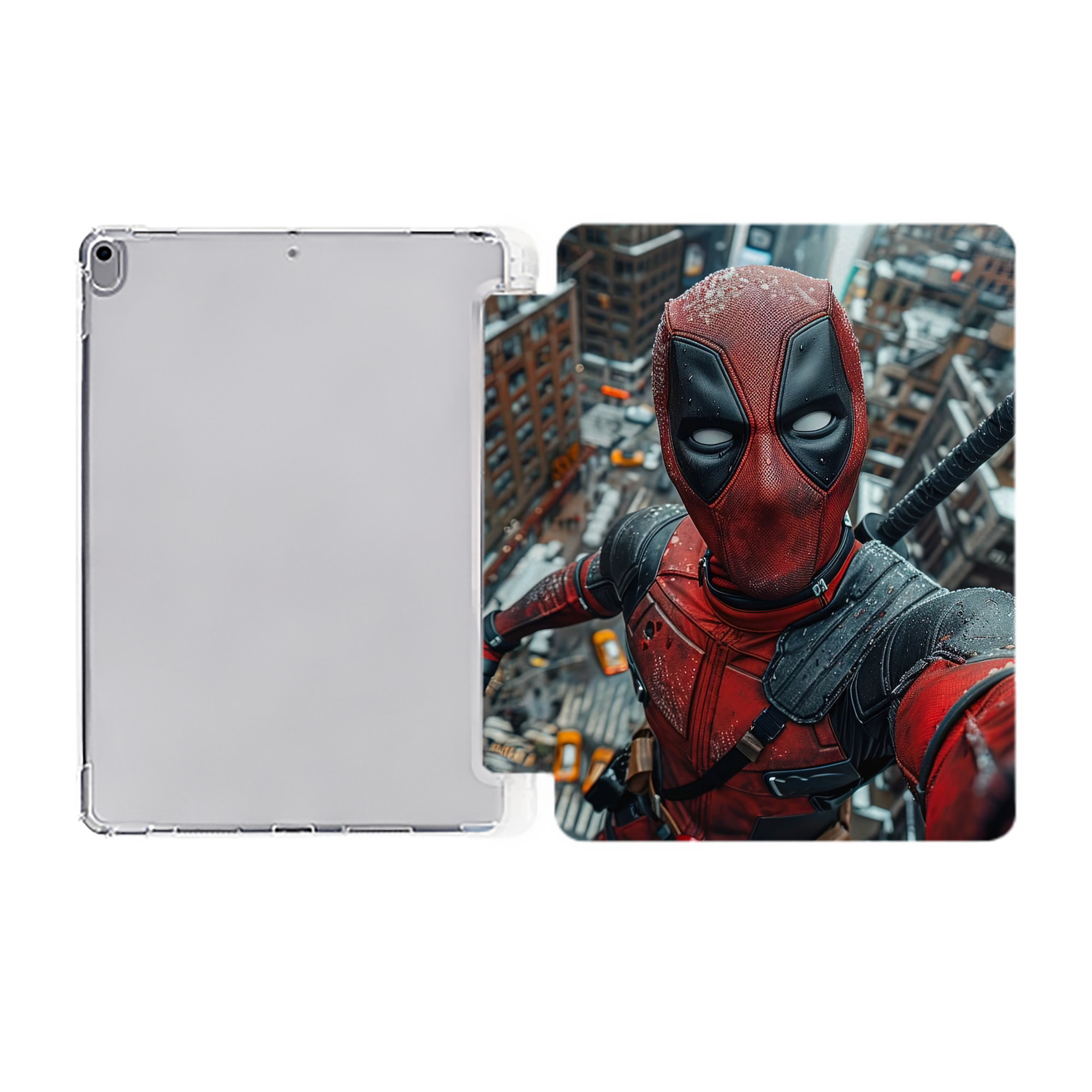 （画像用） Deadpool デッドプール IPad ケース ペン収納付き 三つ折りスタンド PUレザー×シリコン 対応機種9.5/10.5/10.9インチ